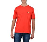 Ellesse Mens Short Sleeve Crew Neck Logo Patch Embroidered 100% Cotton T-Shirt, Flame Scarlet, XXL