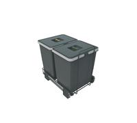 Elletipi Ecofil PF01 34B2 Pull-Out Recycling Bins, Plastic and Metal, Grey, 30 x 45 x 36 cm