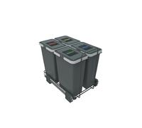 Elletipi ECOFIL PF01 34B3 Removable Differentiated Bin for Base, 4 x 8 Litres, Metal Rails, Grey, 30 x 45 x 36 cm