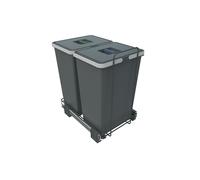 ELLETIPI Ecofil PF01 44B2 Pull-out Differentiated Waste Bins for General Waste, Plastic and Metal, Grey, 30 x 45 x 46 cm