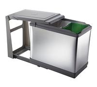 Elletipi Tower PAL605/1ALL. Differentiated Waste Bin Pull-Out Automatic for Base, White Plastic and Sheet Metal, Grey, 25 x 46 x 41 cm
