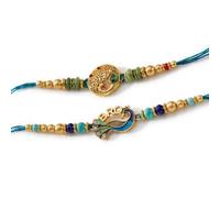 Elleva Designer Peacock & BRO Rakhi Set for Brother | Premium Handmade Raksha Bandhan Rakhi with Peacock Motif, Decorative Beads & Durable Thread | Traditional Festival Rakhi