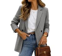 ELLEVEN Oversized Plaid Tweed Blazer, Boyfriend Jacket for Work Casual Wear | Old Money Fall Long Jacket Women's Blazers Business Casual Outfits Wool Velvet Professional Interview office Suit