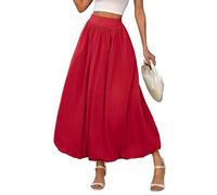 ELLEVEN Women's Bubble Maxi Skirt with Pockets，Elastic Waist Puffy Hem Y2k Skirt Casual A Line Long Skirts