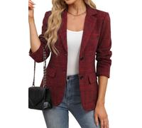 ELLEVEN Women's Lapel Collar Plaid 2 Button Boyfriend Blazer Suit Houndstooth Work Office Blazer