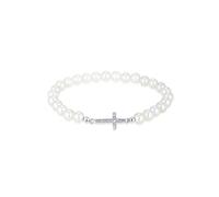 Elli Bracelet Ladies Cross Elegant with shell core pearls and crystals in 925 sterling silver