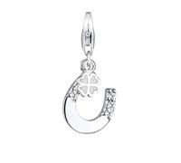 Elli Charms Horseshoe Cloverleaf Crystals 925 Sterling Silver