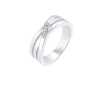 Elli DIAMONDS Ring Women Cross Over Engagement with Diamond (0.015 ct.) in 925 Sterling Silver