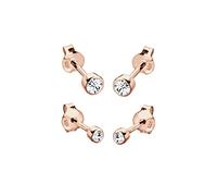 Elli Earrings Basic Studs with Crystals in 925 Sterling Silver Rose Gold Plated