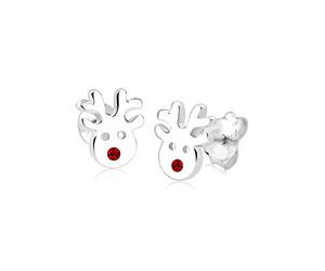 Elli Earrings Children Reindeer Motif Playful with Crystals in 925 Sterling Silver