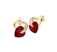 Elli Earrings Earring 925 Sterling Silver Red Heart Crystals