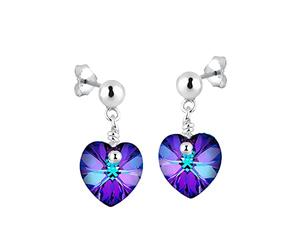 Elli Earrings Elli Earrings Purple Hearts Crystals 925 Sterling Silver