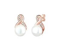 Elli Earrings infinity Crystals Freshwaterpearl 925 Sterling Silver Rose Gold Plated