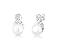 Elli Earrings Ladies Stud Earrings Infinity Elegant with Freshwater Cultured Pearl and Crystals in 925 Sterling Silver
