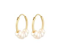 Elli Earrings Ladies Creoles Bead Plain with Freshwater Pearls in 925 Sterling Silver