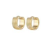 Elli Earrings Ladies Creoles Grooves Texture Chunky Gold Coloured