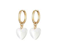 Elli Earrings Ladies Creoles Heart Pendant Gold Coloured with Shells