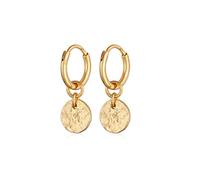 Elli Earrings Ladies Creoles Plate Pendant Hammered Removable in 925 Sterling Silver Gold Plated