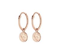 Elli Earrings Ladies Creoles Platelet Coin Pendant Organic in 925 Sterling Silver