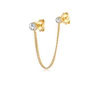 Elli Earrings Ladies Double Stud Earrings Trend Blogger with Crystals in 925 Sterling Silver