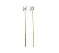 Elli Earrings Ladies Ear Hanger Rod Geo Minimal Pull Through with Zirconia Crystal in 925 Sterling Silver