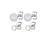 Elli Earrings Ladies Stud Earrings Platelet Geo Set Silver Coloured with Crystals