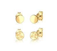 Elli Earrings Ladies Stud Earrings Set of 2 Hammered Shiny in 925 Sterling Silver