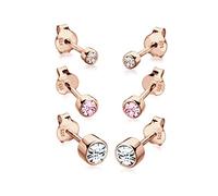 Elli Earrings Set 925 Sterling Silver Rose Gold-Plated Crystal