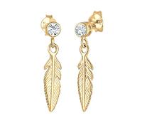 Elli Earrings Women Feather Pendant Trend with Crystals 925 Sterling Silver