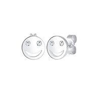 Elli Earrings Ladies Stud with Smiling Face with Crystal 925 Sterling Silver