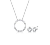 Elli Geo Circle Jewellery Set Crystals 925 Silver
