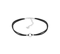 Elli Halskette Damen Choker Trend Kreis mit Veloursleder Schwarz in 925 Sterling Silber