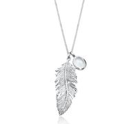 Elli Halskette Damen Feder Anhänger Boho Festival mit Mondstein in 925 Sterling Silber