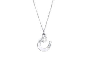 Elli Halskette Damen Hufeisen Kleeblatt mit Kristallen in 925 Sterling Silber