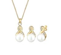 Elli Jewelry Set Infinity Pearl Crystals 925 Sterling Silver Gold Plated