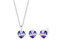 Elli Jewelry Set Women Heart Motif Precious with Crystals in 925 Sterling Silver