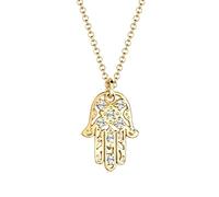 Elli Necklace Hamsa Hand with Crystals in 925 Sterling Silver Gold Plated