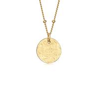 Elli Necklace Ladies Satellite Chain Plate Pendant Hammered in 925 Sterling Silver Gold Plated
