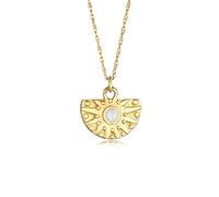 Elli Necklace Ladies Sun Pendant Coin Vintage Trend with Moonstone in 925 Sterling Silver Gold Plated