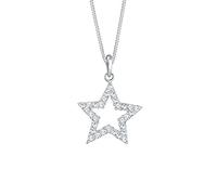 Elli Necklace Ladies Star Pendant Astro with Crystals in 925 Sterling Silver