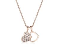 Elli Necklace Two Hearts Crystals 925 Sterling Silver Rose Gold Plated