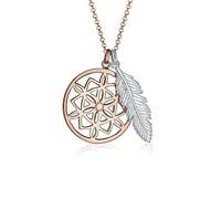 Elli Necklace Women Dreamcatcher Feather Boho Bi-Color 925 Sterling Silver
