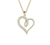 Elli Necklace Women Heart Cut-Out Pendant Symbol Love Elegant with Crystals in 925 Sterling Silver