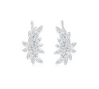 Elli Premium Women Silver Flower Ear Cuff Crystal Earrings 925 Silver