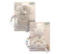 eLLi & Raff Plush Teether Rattle - Eco Friendly Super Soft Toy for Babies and Toddlers Made from Recycled Fibres - Suitable from Birth (Raff)