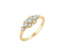 Elli Ring Ladies Vintage Look Sparkling with Labradorite Gemstone and Zirconia in 925 sterling silver Gold Plated