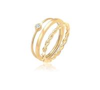 Elli Ring Women Set Solitaire with Crystals in 925 Sterling Silver