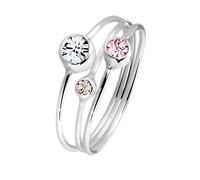 Elli Ring Women Stacking Ring Set Modern with Crystals 925 Sterling Silver