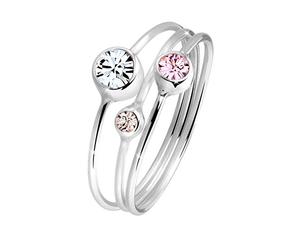 Elli Ring Women Stacking Ring Set Modern with Crystals in 925 Sterling Silver