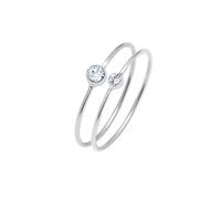 Elli Solitaire Women Silver Crystal Stacked Ring - Size L 0602711513_50